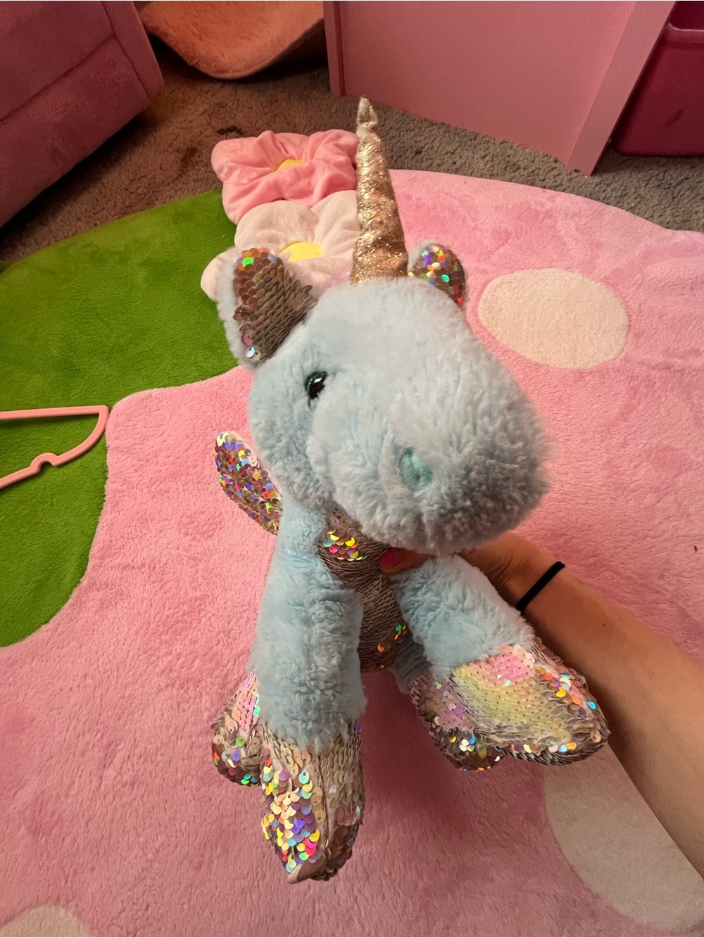 Justice Blue Plush Unicorn with Gold Sequin Horn